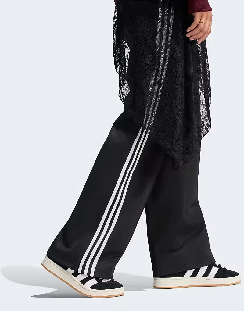 Спортивные брюки Adidas Originals 2-в-1 Firebird свободного кроя с кружевной юбкой, черный — фото 4