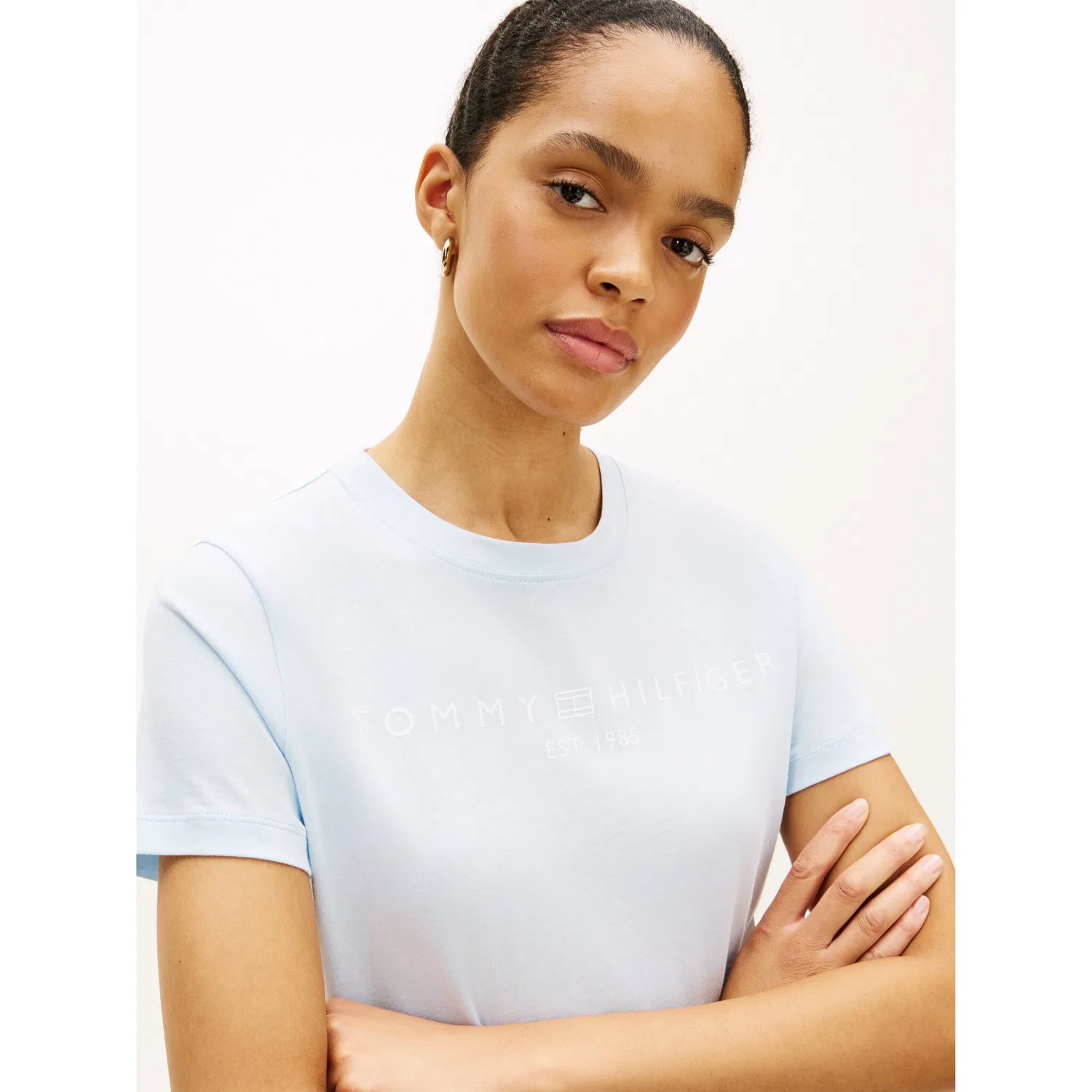 Женская хлопковая футболка с логотипом Tommy Hilfiger, Keepsake Blue — фото 2