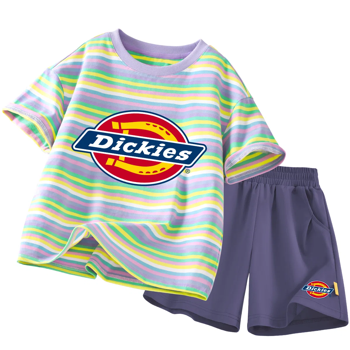 Детский комплект из футболки и шорт с принтом Dickies, Taro Purple/Mulberry Purple