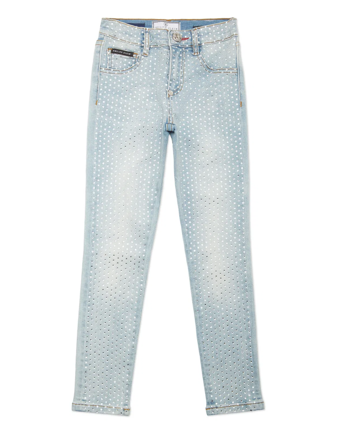 Детские леггинсы-джинсы с декором стразами Denim Strass Jeggins PHILIPP PLEIN, Grisailleturquoise