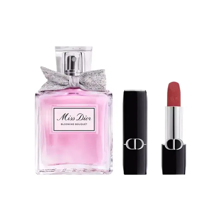 Женский подарочный набор ароматов и губной помады DIOR, Floral Perfume 50ml+Lip Balm #999 Legend Red Lip 3.5g, DIOR, Black