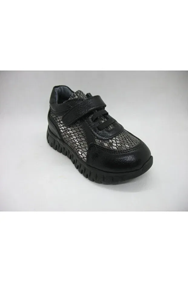 Детские туфли для девочек кожаные с ортопедической подошвой 246 light sole leather orthopedic supported children's shoes Toddler, Black — фото 3