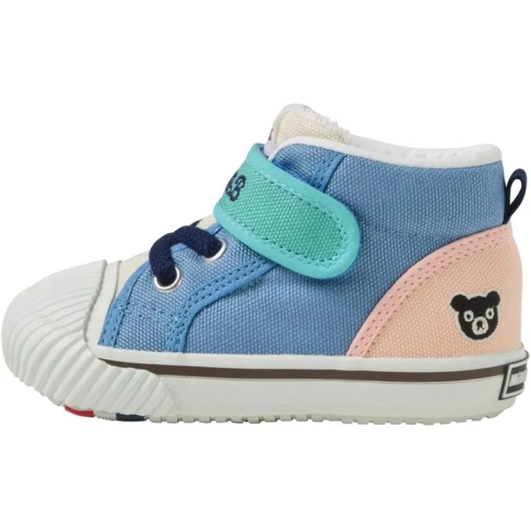 Детские кроссовки для мальчиков Miki House Embroidered-logo Touch-strap Sneakers, Blue Yellow Pink