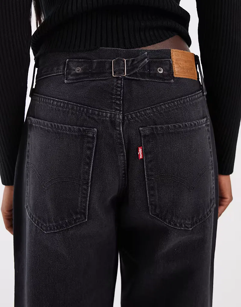 Джинсы Levi's с широкими штанинами и зауженными штанинами, черный — фото 4