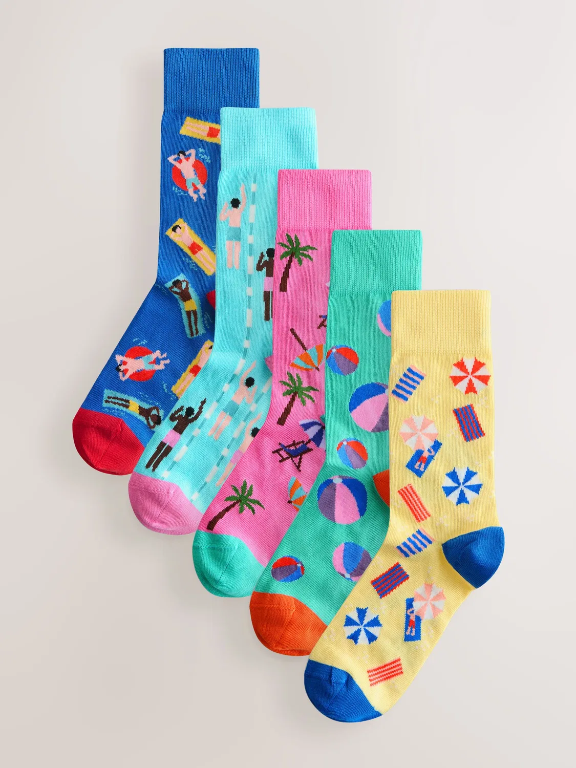 Носки, 5 пар, Pattern Socks Next, синие/желтые/розовые