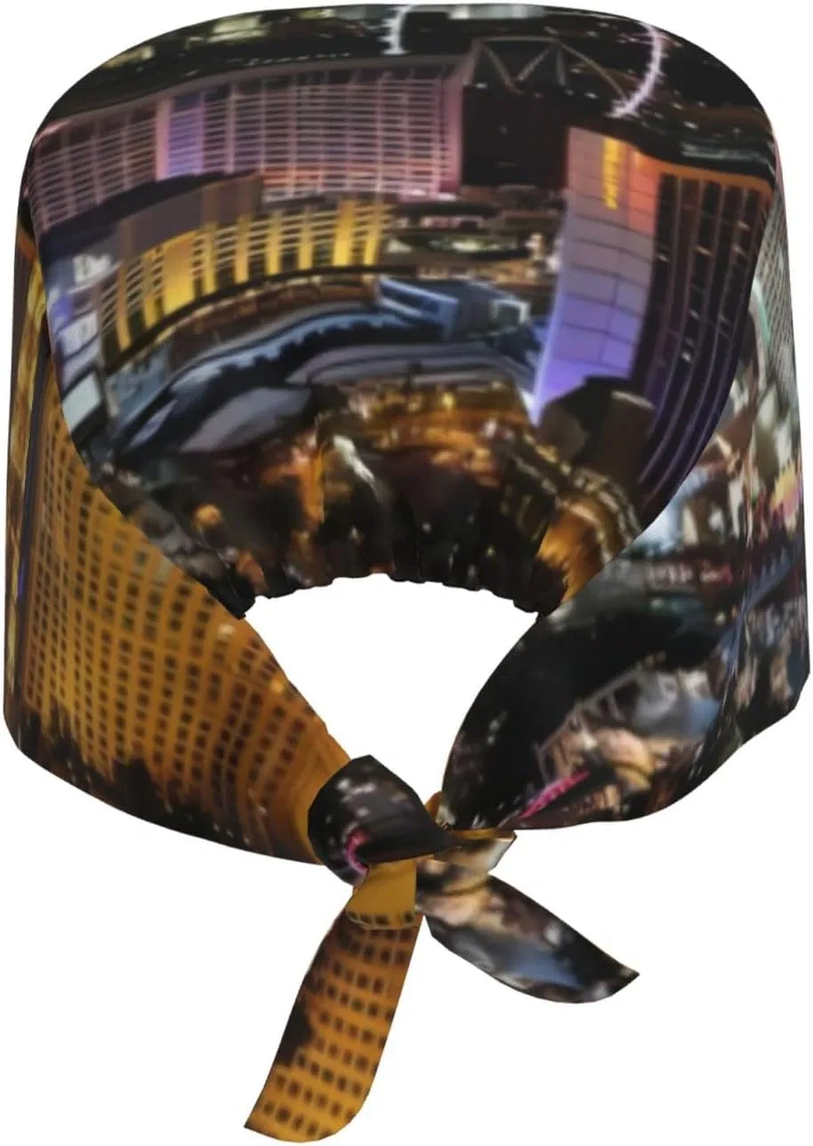 Рабочая шапочка для душа с принтом Las Vegas Night View, QAZWZML, полиэстер, регулируемая, Черный — фото 2