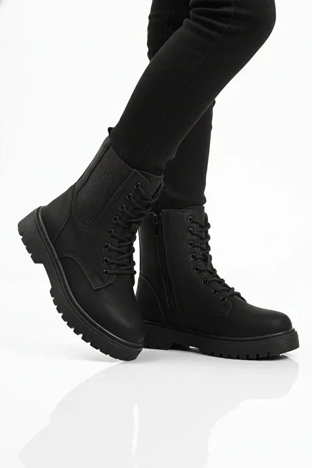 Детские ботинки для девочек с начесом Tuno 07 black emerald Ayk'S, Black-Emerald — фото 2