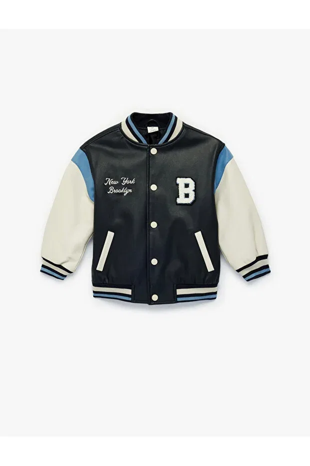 Детское пальто для девочек с принтом Koton, Navy Blue — фото 3