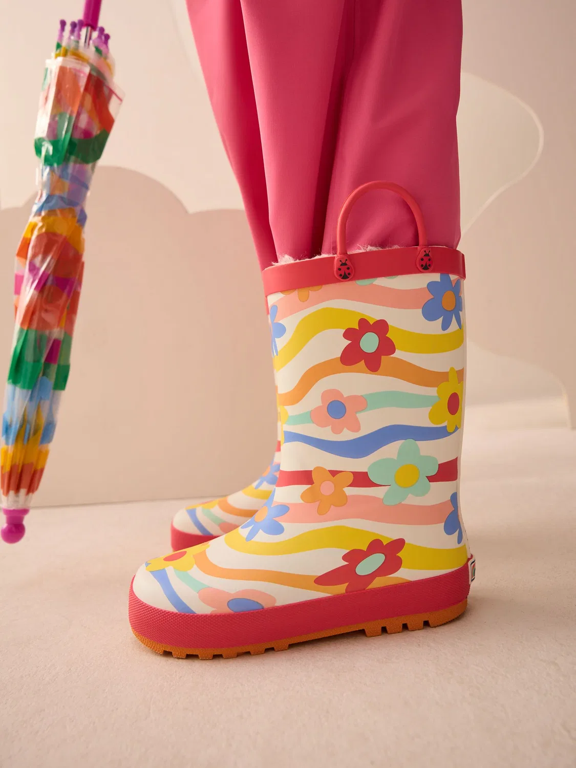 Резиновые сапоги Multi Rainbow Handle Wellies от Next, разноцветные