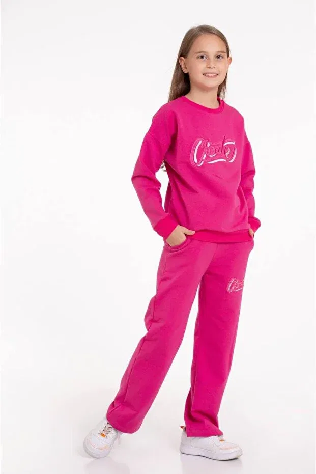 Детский комплект свитшот-брюки для девочек с принтом Sportswear Store, Fuchsia