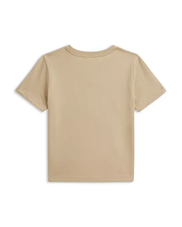 Детская футболка для мальчиков хлопковая Madras Logo Cotton Jersey Tee Ralph Lauren, кремовый — фото 2