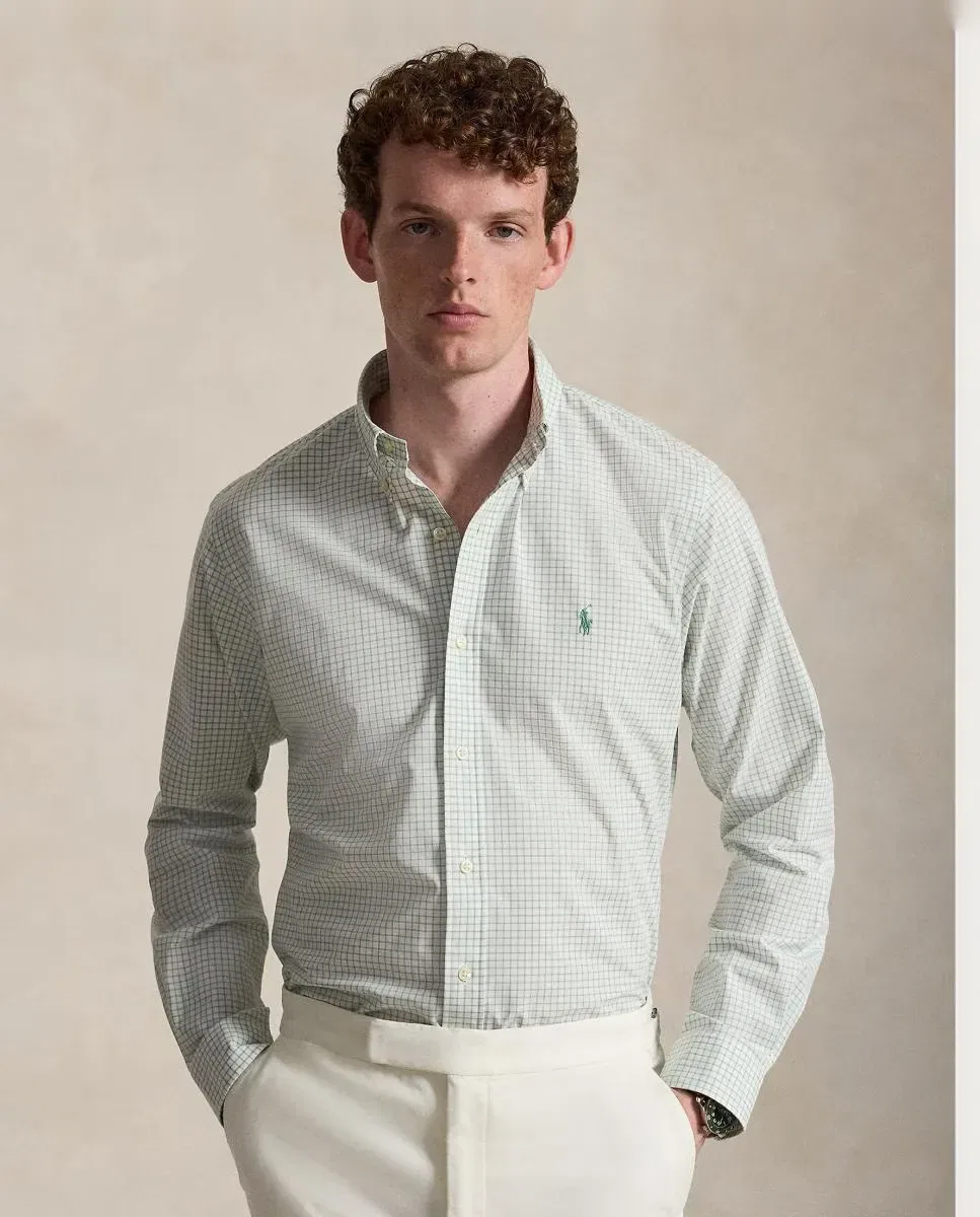 Мужская рубашка Regular Fit из эластичного поплина Polo Ralph Lauren, Verde Menta
