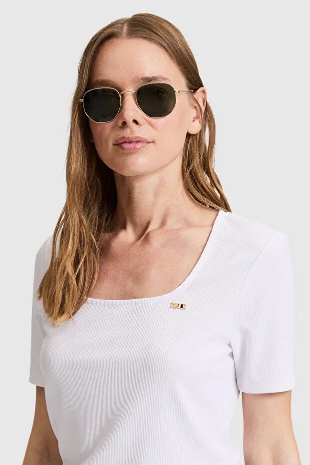Женская футболка с квадратным вырезом U.S. Polo Assn., White — фото 2
