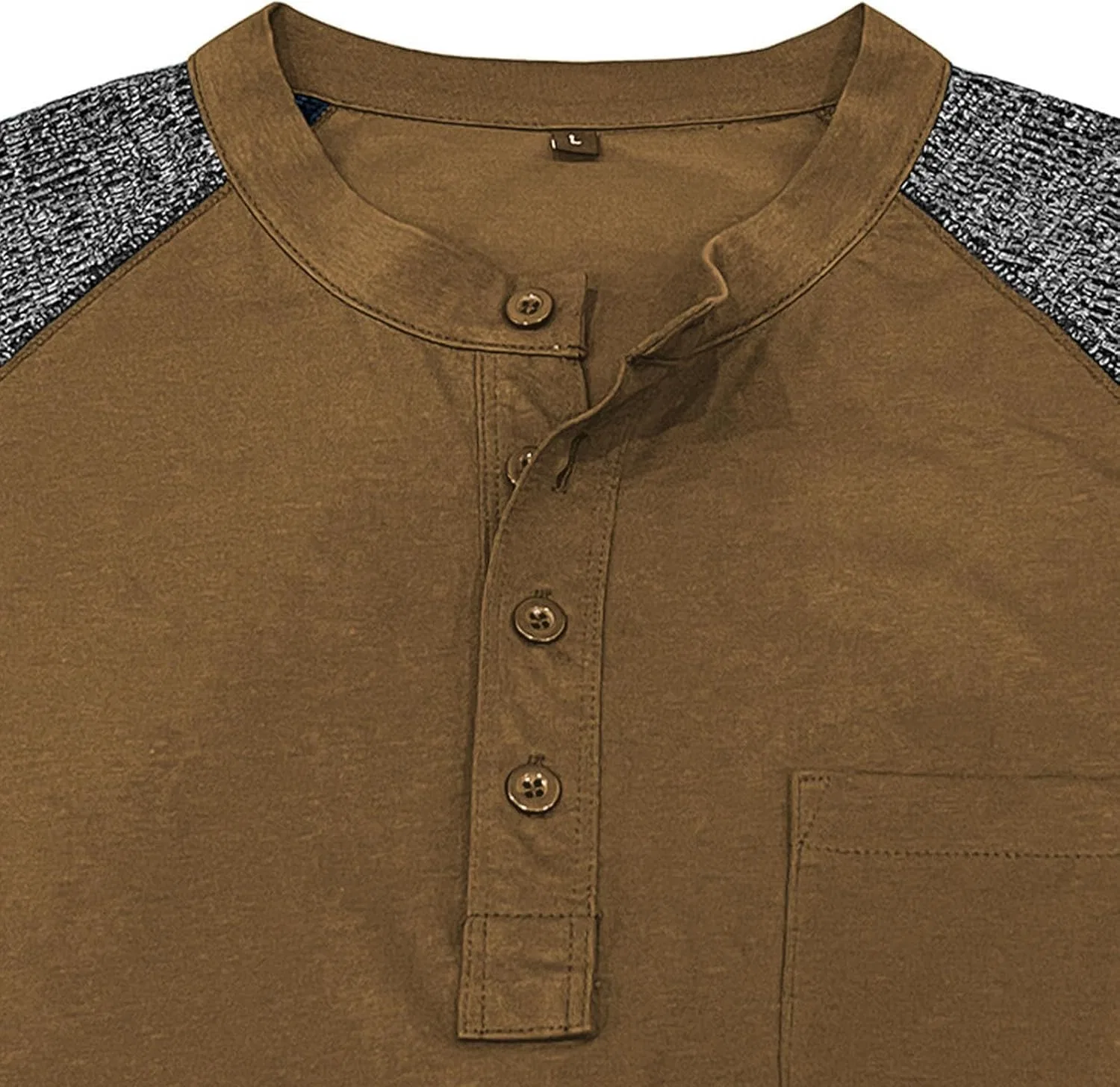 Мужская футболка с реглан-рукавом Henley, Army Green — фото 4