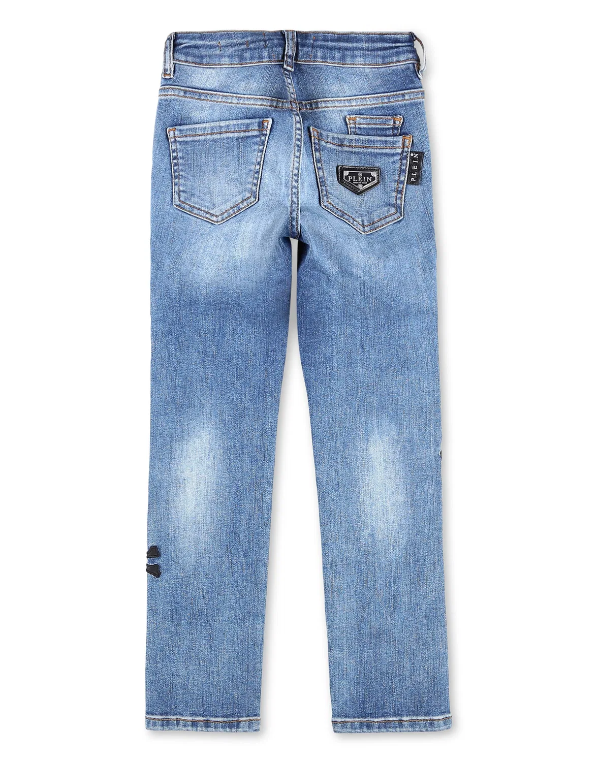 Детские джинсы Regular Fit с принтом черепа Skull PHILIPP PLEIN, Storm/Indigo — фото 2
