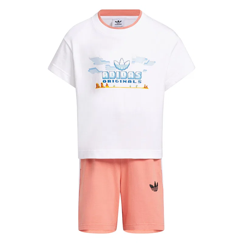 Детский спортивный костюм, ретро, Adidas Originals, Pink White+Pink