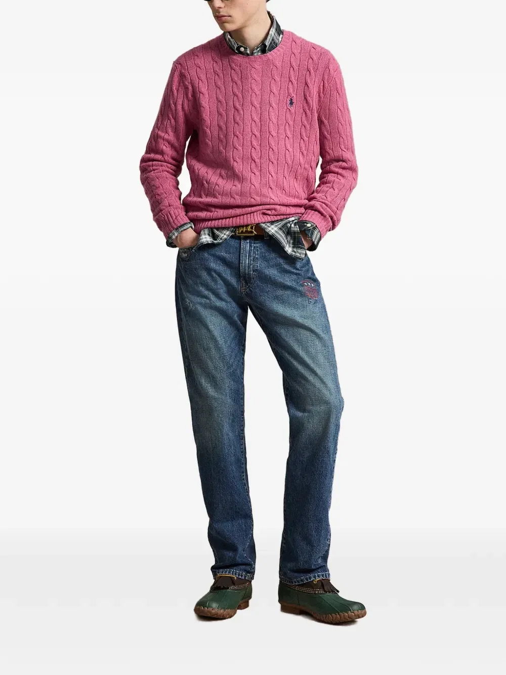 Джемпер из шерсти и кашемира с косами POLO RALPH LAUREN, розовый — фото 2