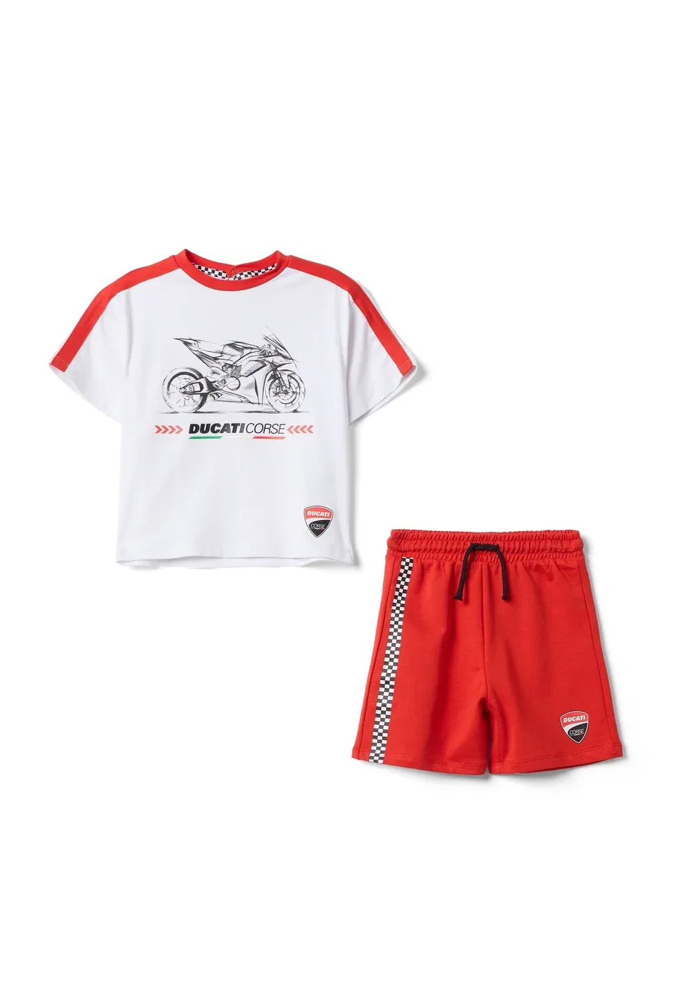 Спортивный комплект Ducati, свободный крой - спортивные штаны Ovs, White Red