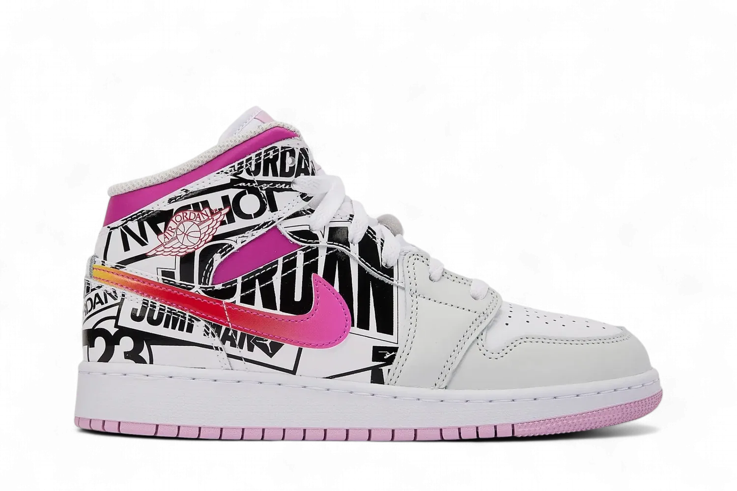 Кроссовки Air Jordan 1 Mid GS Off White University Red, Air Jordan, Off White University Red