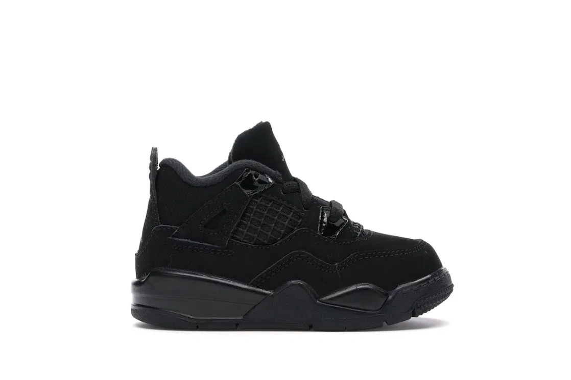 Детские кроссовки с верхом из кожи и сетки Jordan 4 Retro, Black/Black-Light Graphite