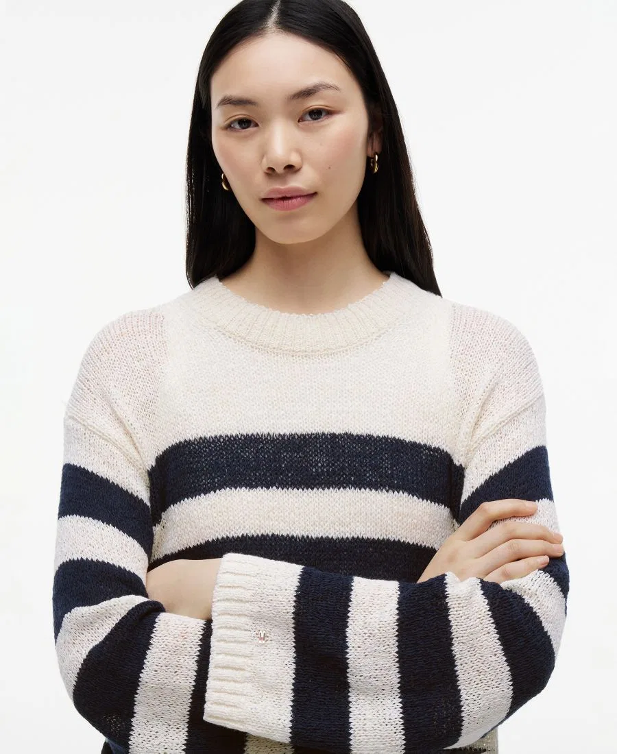Свитер из хлопка с принтом Tommy Hilfiger, Wide Stripe Ivory Petal/ Dark Night Navy — фото 3