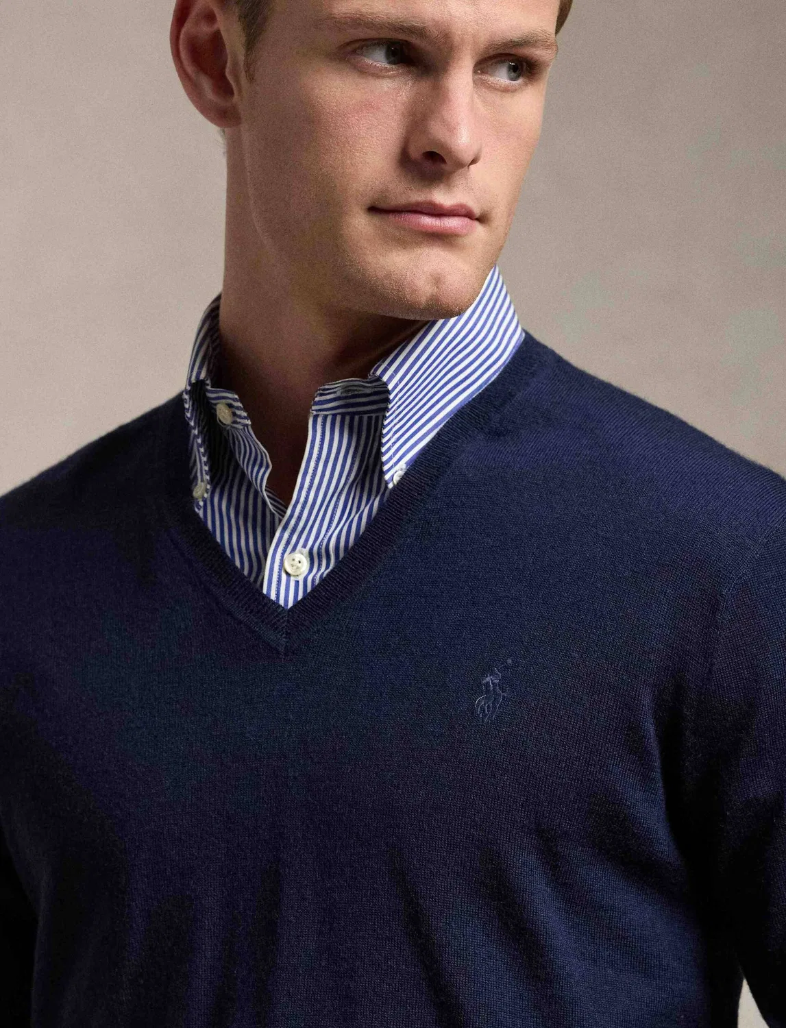 Свитер с V-образным вырезом Polo Ralph Lauren, темно-синий — фото 4