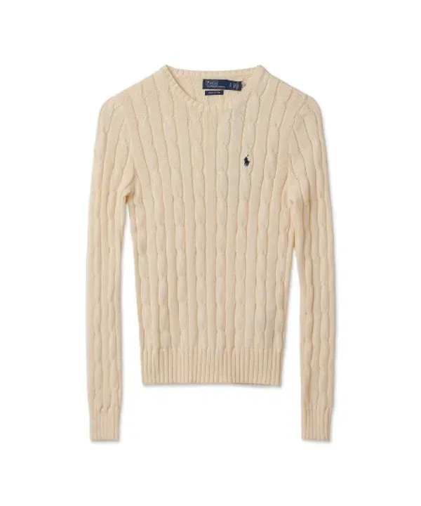 Свитер женский, вязаный, хлопковый, Polo Ralph Lauren, айвори — фото 3