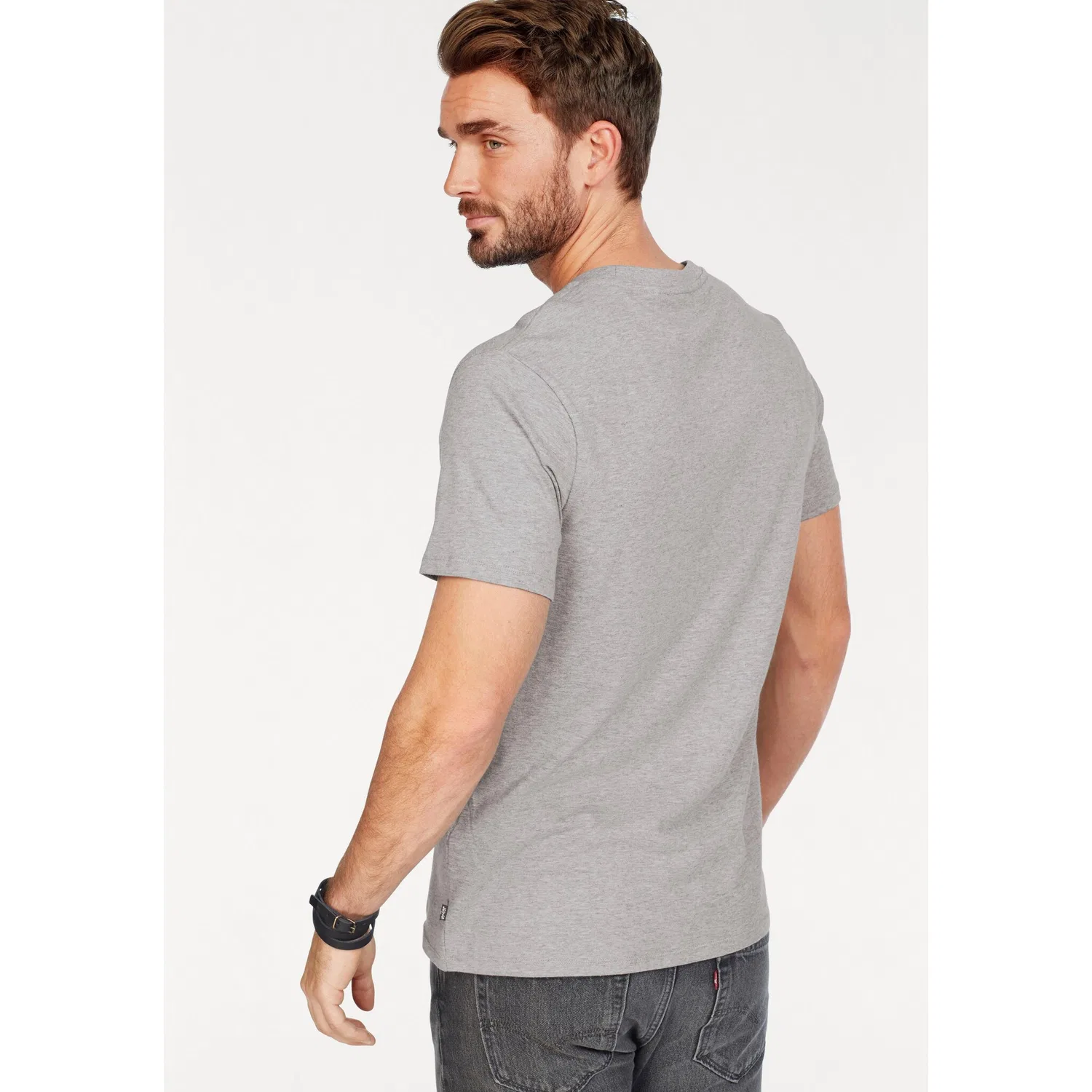 Мужская хлопковая футболка с логотипом Levi's, Mid Grey — фото 2