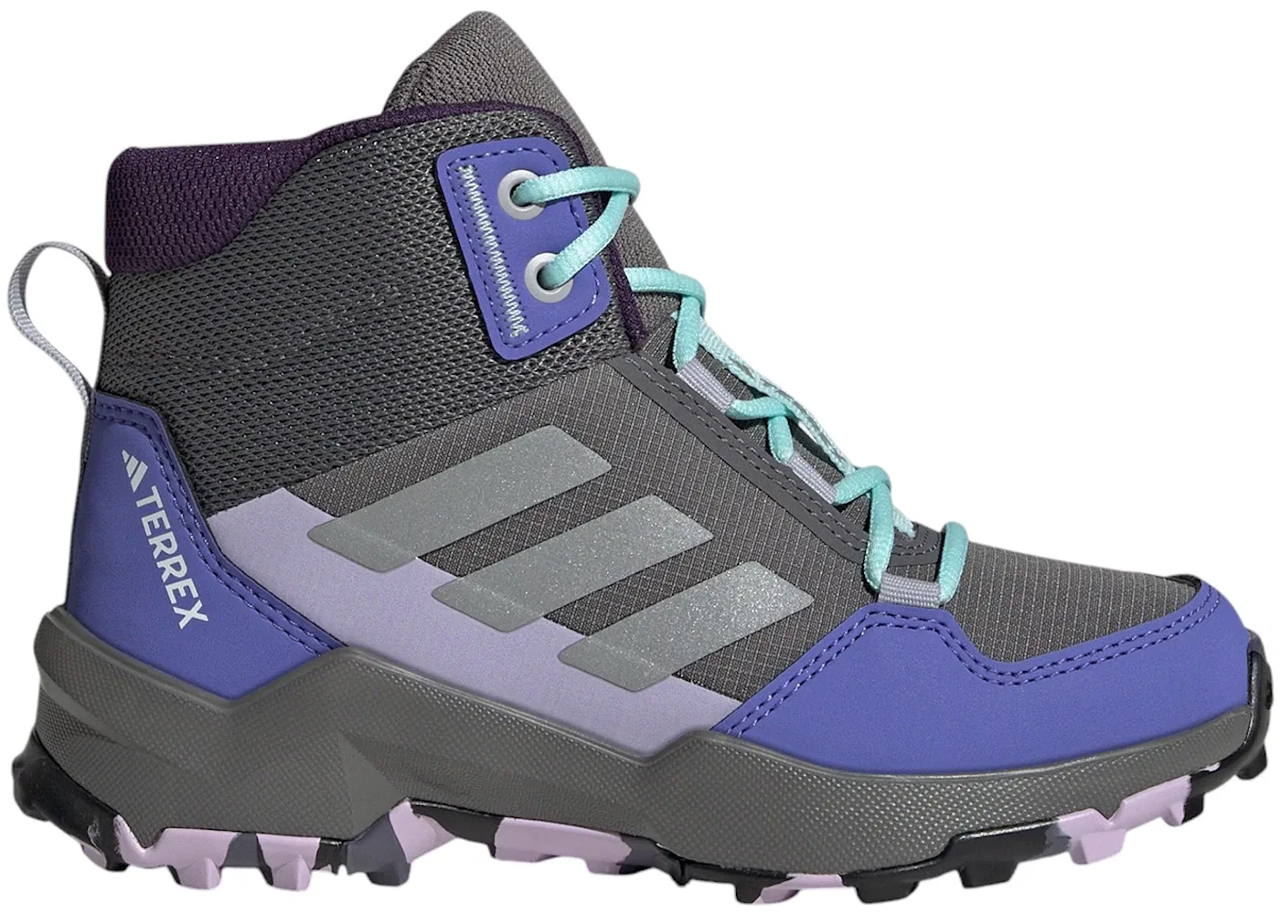 Детские кроссовки с мембраной Adidas Terrex AX4R Mid, Grey Four/Matte Silver/Semi Flash Aqua