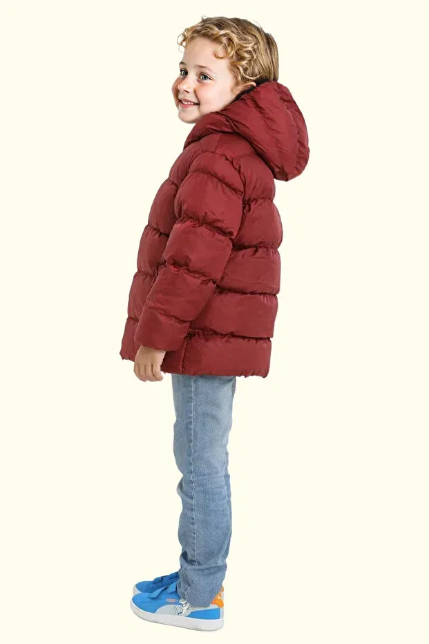Детское зимнее пальто для мальчиков с капюшоном Burgundy Generic Brands, Burgundy — фото 4