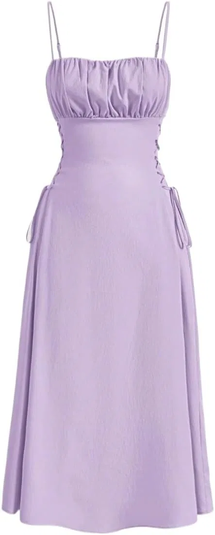 Женское ками-платье на пуговицах с открытой спиной, Mauve Purple