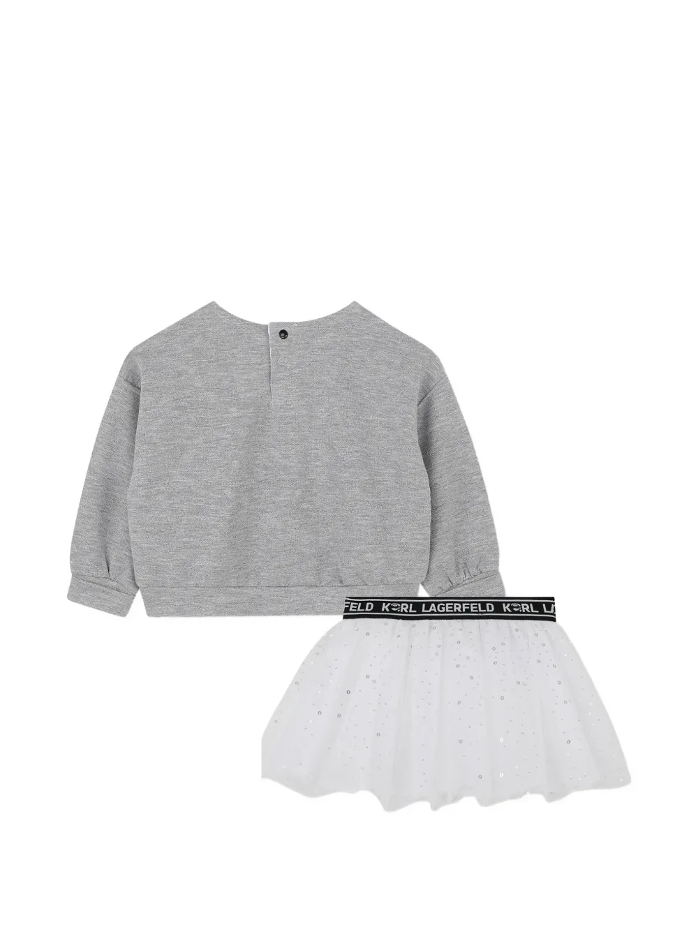 Комплект с фатиновой юбкой и принтом логотипа KARL LAGERFELD KIDS, серый — фото 2