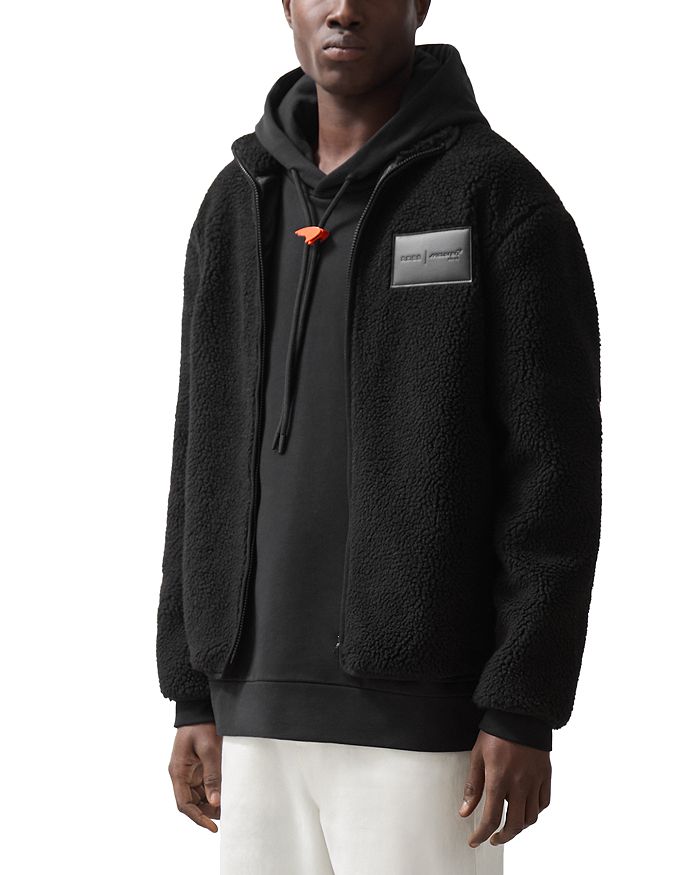 

x McLaren Snoop Oversized Fit Вышитая Флисовая Куртка REISS, черный