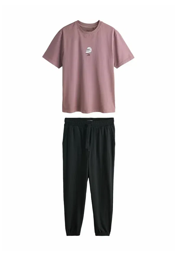 Пижамный комплект, хлопок, Regular fit - seminal license short sleeve set, Next, Purple, черный/фиолетовый — фото 4