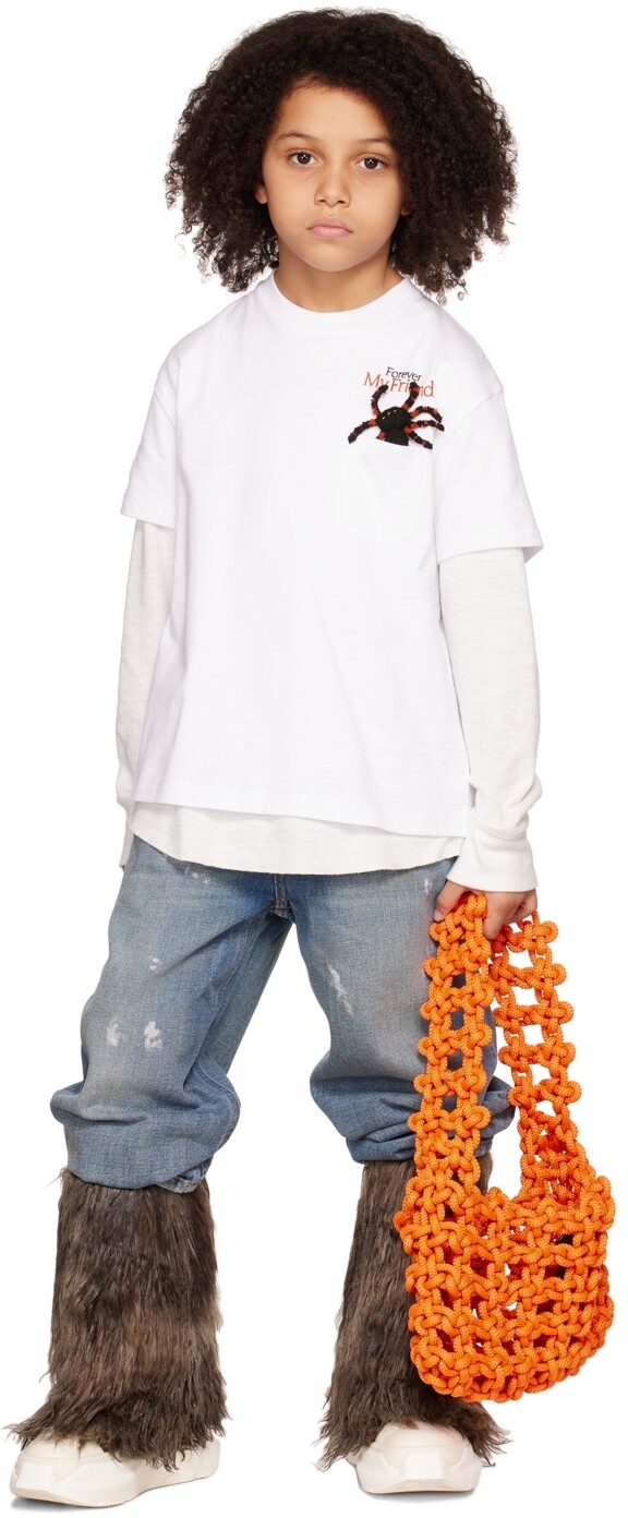 

Эксклюзивная детская белая футболка SSENSE \Forever My Scary Friend\"" Doublet, Белый, Эксклюзивная детская белая футболка SSENSE \Forever My Scary Friend\"" Doublet