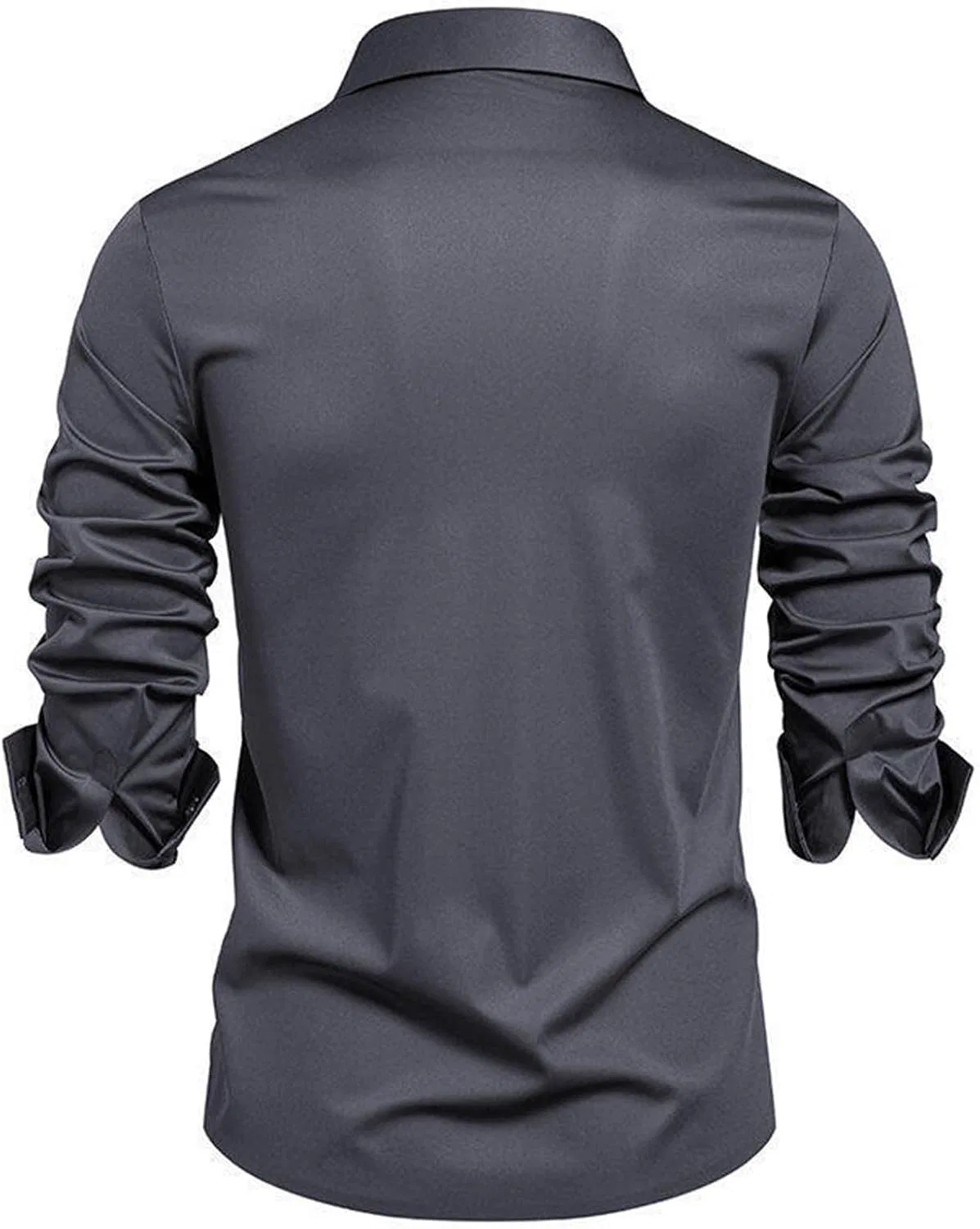 Мужская деловая рубашка с отложным воротником Dark Gray — фото 3