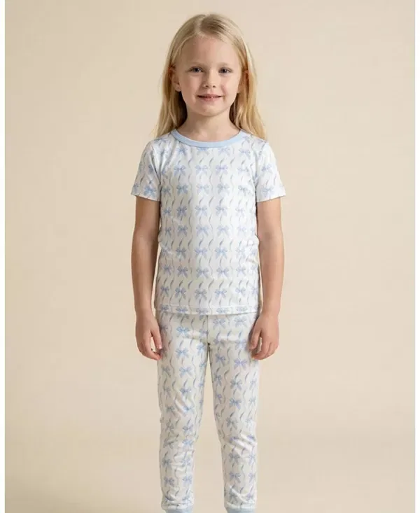 Детское пижамный комплект из бамбука Little Kid Big Kid Petite Hailey, Blue Bow — фото 2