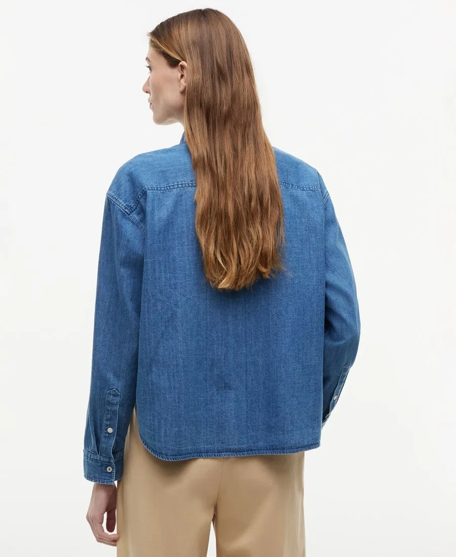 Джинсовая рубашка свободного кроя Boxy-Fit Denim Shirt Tommy Hilfiger, Mid Blue Wash — фото 4