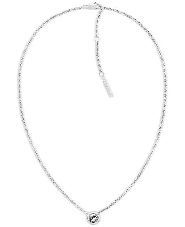 

Ожерелье с подвеской из нержавеющей стали золотистого оттенка с витым безелем из кубического циркония, 16 дюймов + удлинитель 2 дюйма Calvin Klein, silver