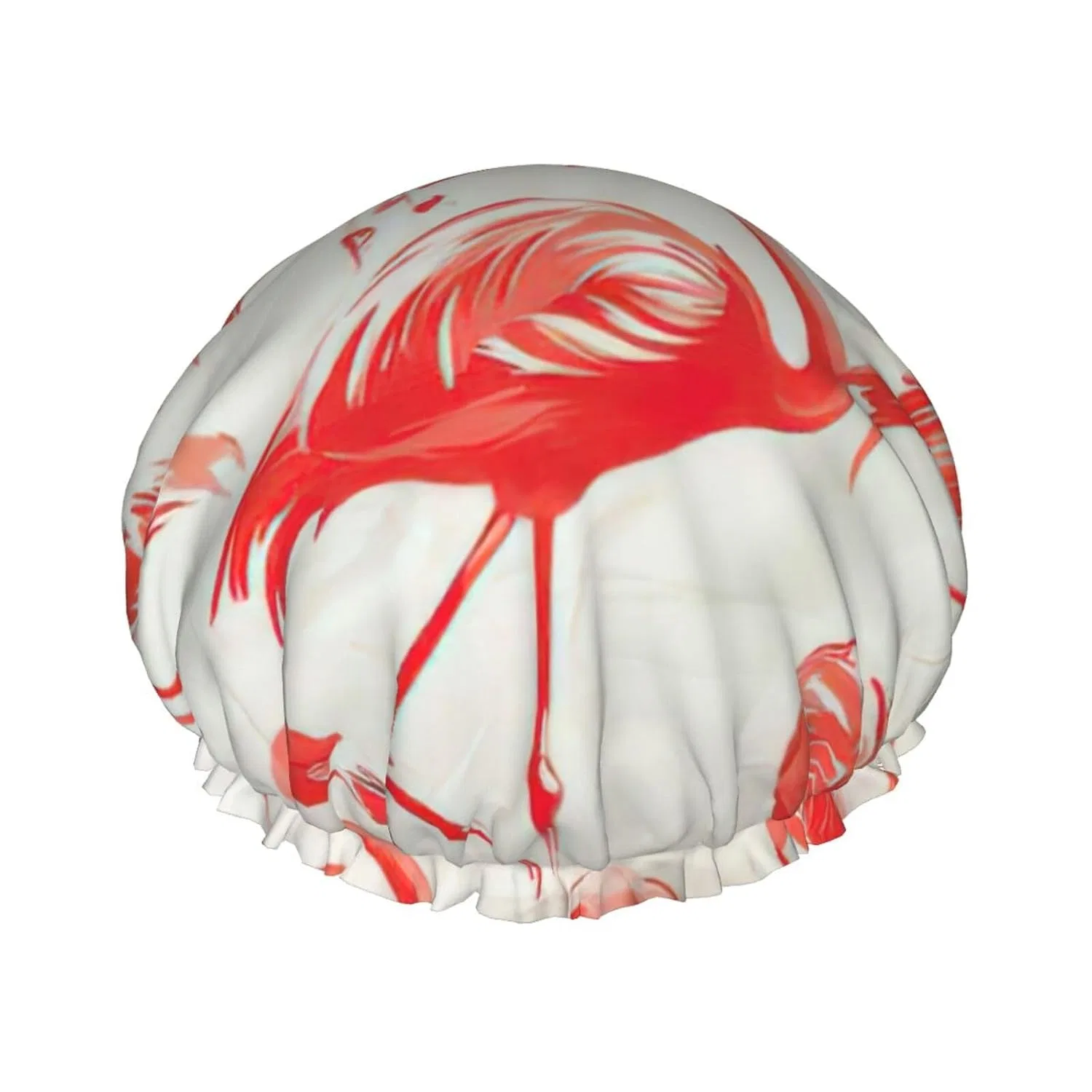 Шапочка для душа, Flamingos auf weißem Druck, pvinnk, двуслойная, 27 см