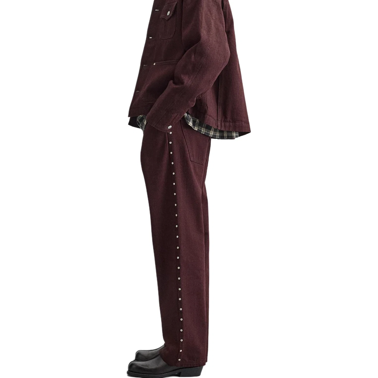 Мужские джинсы прямого кроя Dark Red Color ZARA, Темно-красный — фото 4