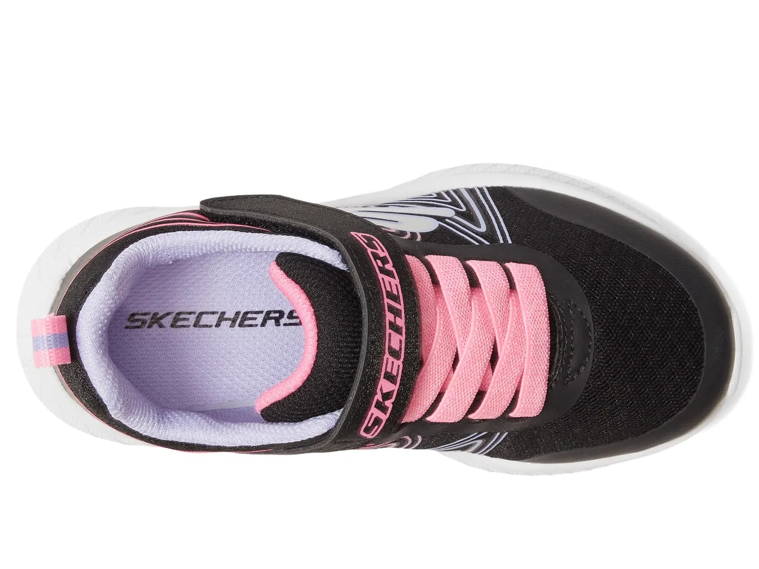 Детские кроссовки для девочек с принтом Skechers Microspec Plus - Sprint Speed, Black Synthetic Multi Trim — фото 4