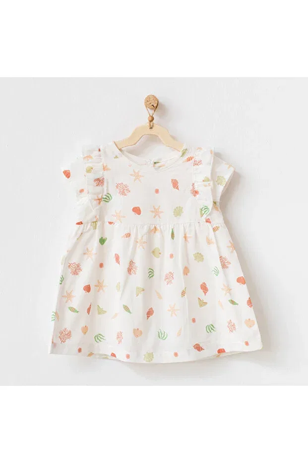 Детское платье для девочек с принтом Starfish and friends baby dress Andywawa, Ecru