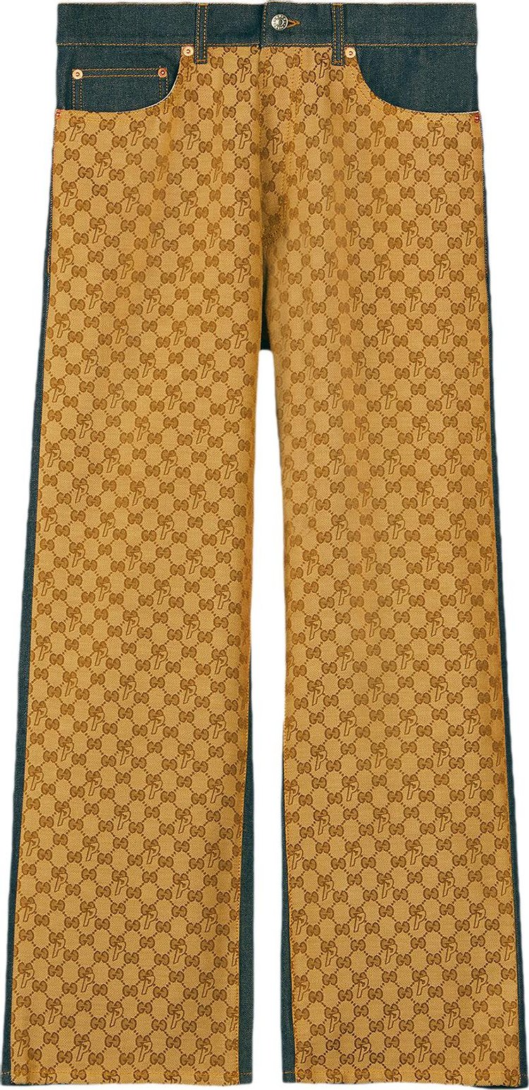 Джинсы Gucci x Palace GG-P Pattern Baggy Jeans Dark Blue, синий - фото