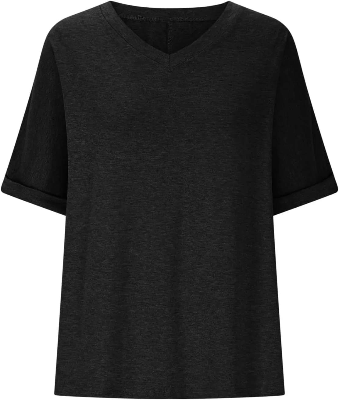 Женская свободная футболка с коротким рукавом оверсайз, Black — фото 3