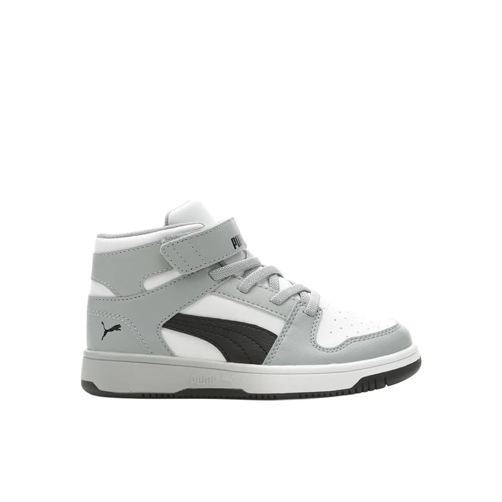 Детские кроссовки для мальчиков с перфорированным верхом Rebound Layup Mid Hook and Loop PUMA PUMA White PUMA Black Cool Mid Gray — фото 2