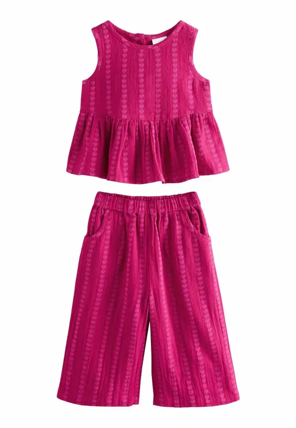 Комплект из топа и брюк, хлопок, Regular fit - top and trousers set, Next, Berry Pink, розовый — фото 4