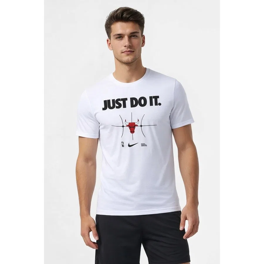 Футболка с коротким рукавом, с цифровым принтом, Nike NBA Chicago Bulls Just Do It, Nike, Белый