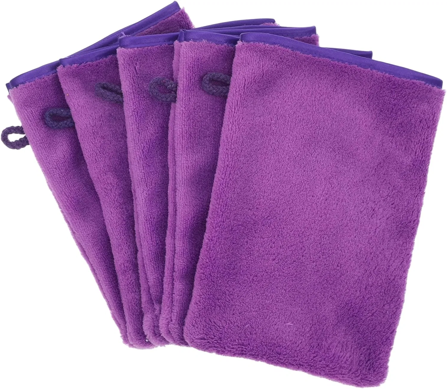 Набор мочалок для лица из микрофибры, 5 шт, 20x15 см, HJZHII, Purple