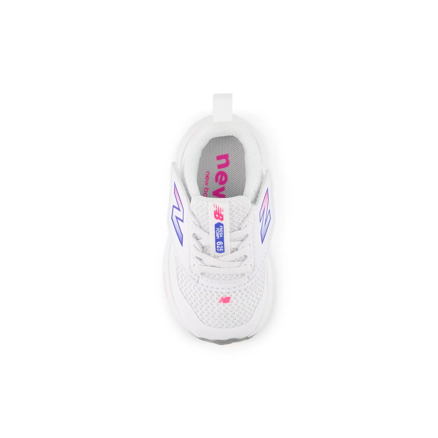 Детские кроссовки для мальчиков и девочек с дышащим верхом Fresh Foam 625 NEW-B Hook & Loop New Balance, White with Pink Heat and Bluebird — фото 4